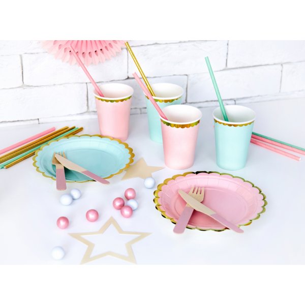 Desserttallrikar - Rosa - guldkant - 6-pack Desserttallrikar - Rosa - guldkant - 6-pack