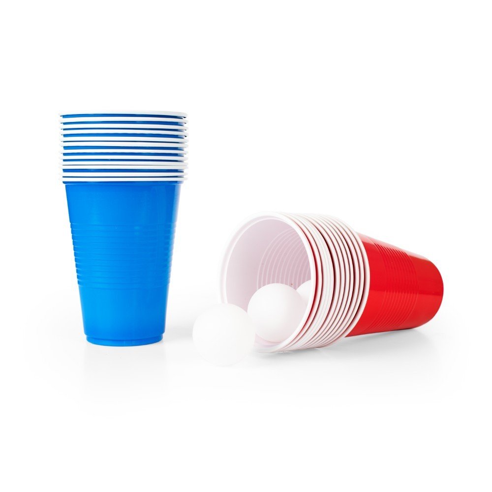Beer Pong – Röd/Blå – 24 muggar + bollar – Möhippa