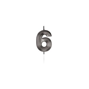 T�rtljus - Metallic Svart - Siffra 6 - 6 cm