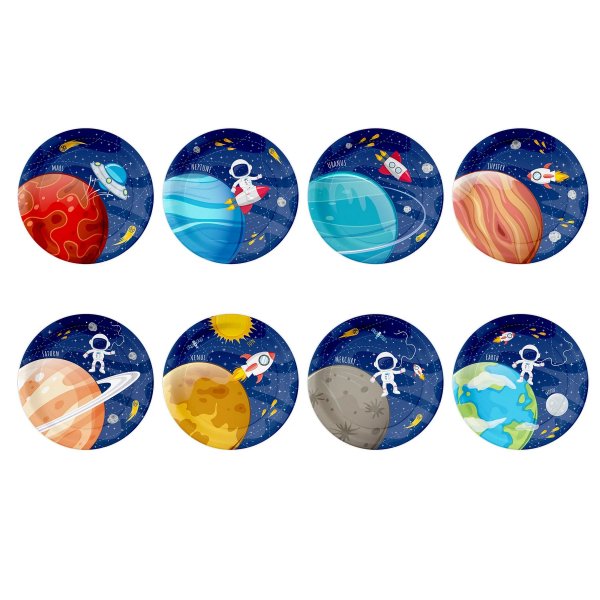 Papptallrikar - Space Cosmos - 8-pack
