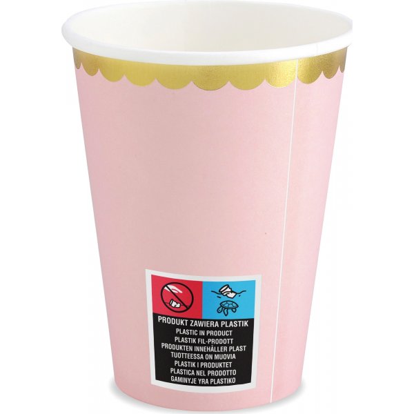 Pappmuggar - Rosa - Guldkant - 6-pack Pappmuggar - Rosa - Guldkant - 6-pack