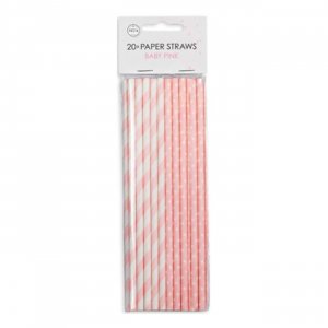 Papperssugr�r - Ljusrosa - Randiga/Prickiga - 20-pack