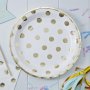 Papptallrikar - Golden Dots - 8-pack