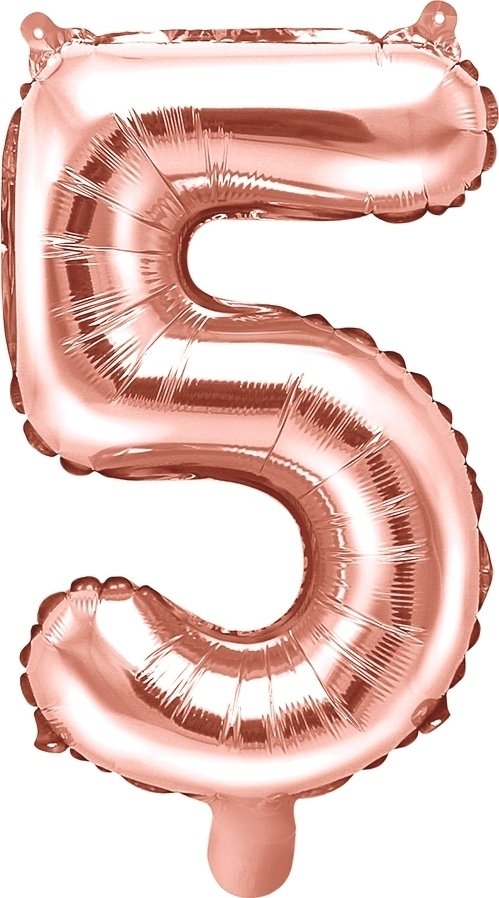 Sifferballong – Roséguld – 35 cm – Siffra: 5 – Sifferballonger, Ballonger
