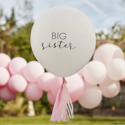 Jätteballong - Big Sister - Vit/Rosa