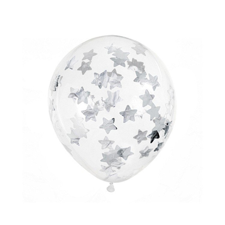 Konfettiballonger Silverstjärnor - Fyndhörnan