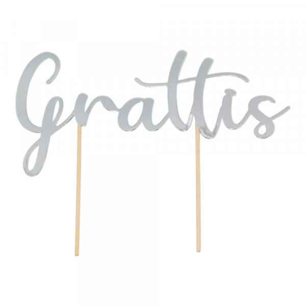 T�rtdekoration - Grattis - Silver