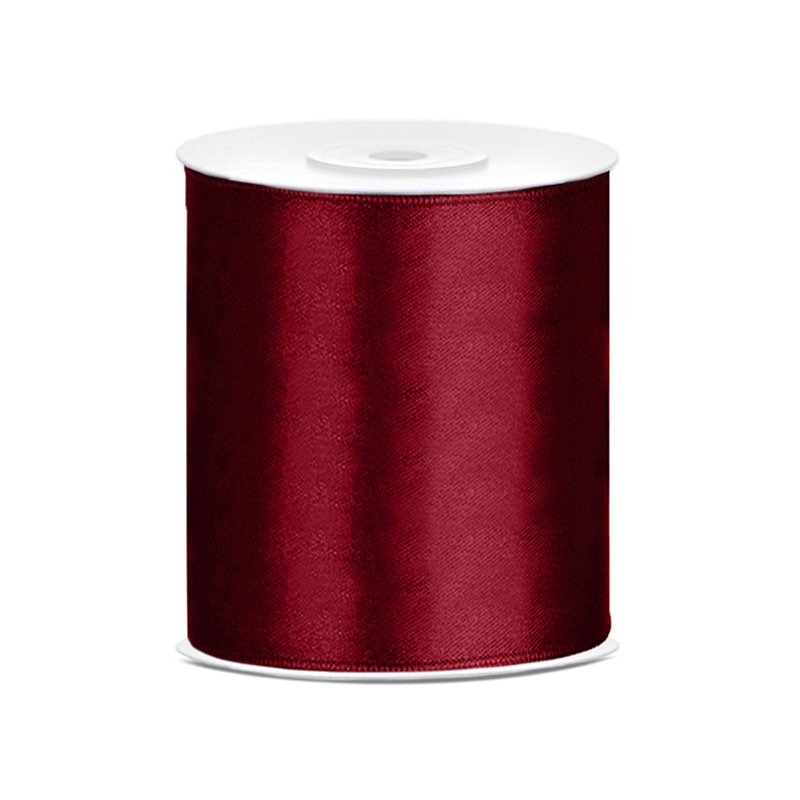 Satinband - 25 m - Vinrött - Bredd: 100 mm - Satinband, Band & Snören till bröllop