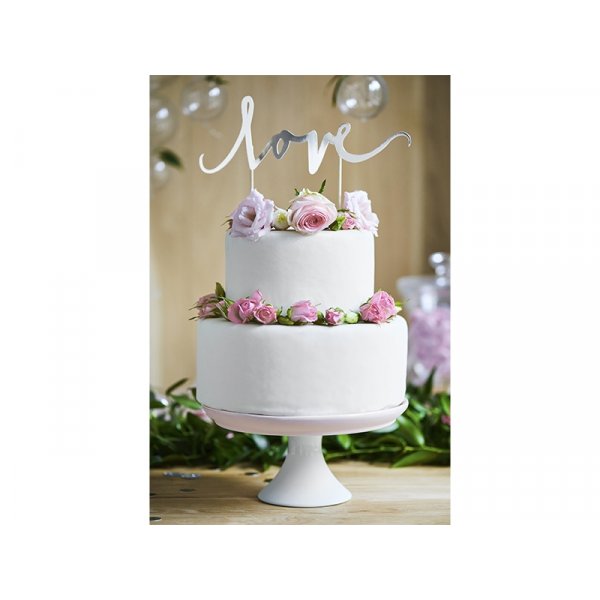 Cake Topper - love - Silver