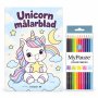 Målarblad med färgpennor - Unicorn/Enhörning - 8 motiv - A4 Målarblad med färgpennor - Unicorn/Enhörning - 8 motiv - A4
