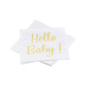 Servetter - Hello Baby - Guld - 20-pack