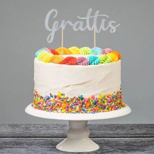 T�rtdekoration - Grattis - Silver