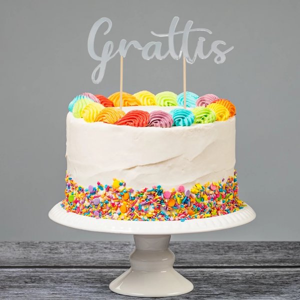 T�rtdekoration - Grattis - Silver