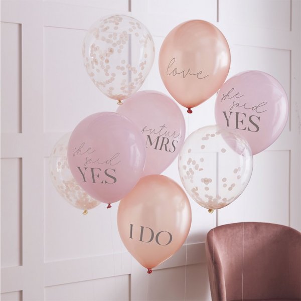 Ballongbukett - Blush hen - 8-pack