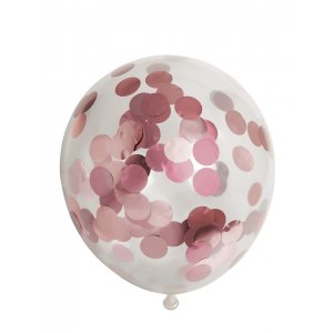 Konfettiballonger - Metallic ros�guld - 6-pack