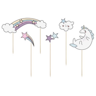Trtdekorationer - Make a wish - Unicorn - 5-pack
