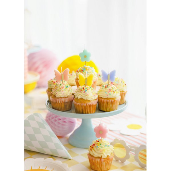 Tårtljus - Fjärliar/Blommor - 5-pack Tårtljus - Fjärliar/Blommor - 5-pack