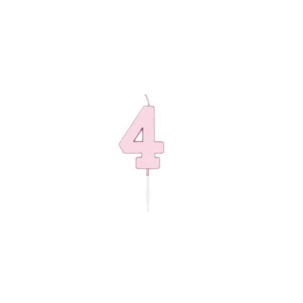 Tårtljus - Pastell Rosa - 4,5 cm - Siffra 4 Tårtljus - Pastell Rosa - 4,5 cm - Siffra 4