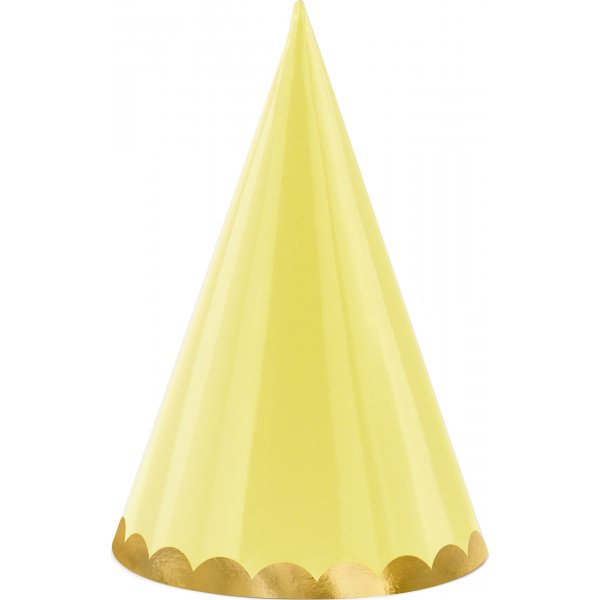 Partyhattar - Pastellmix med guldkant - 6-pack