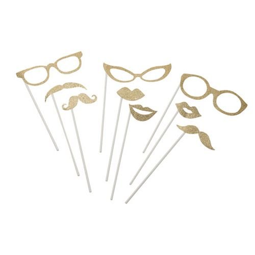 Photobooth-kit - Guld - 9 delar