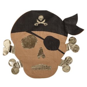 Servetter med pirat - Brun - 16-pack