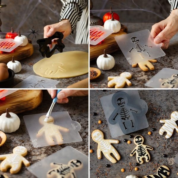 Utstickare med schablon - Skelett och mumie - Halloween