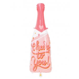 Folieballong - Rosa Champagneflaska - Cheers to you