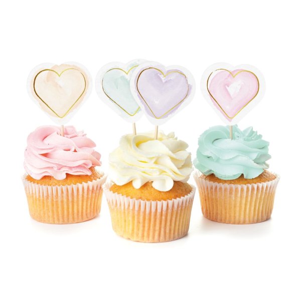 Cake Picks - Akvarellhjärtan - 12-pack Cake Picks - Akvarellhjärtan - 12-pack
