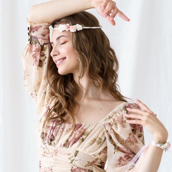 Blomsterkrans - Bohem - Peach