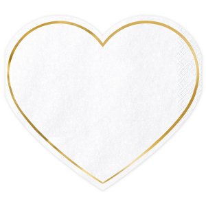 Servetter - Hjärta med guldkant - 20-pack