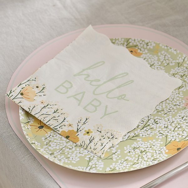 Servetter - Hello baby - Floral - 16-pack