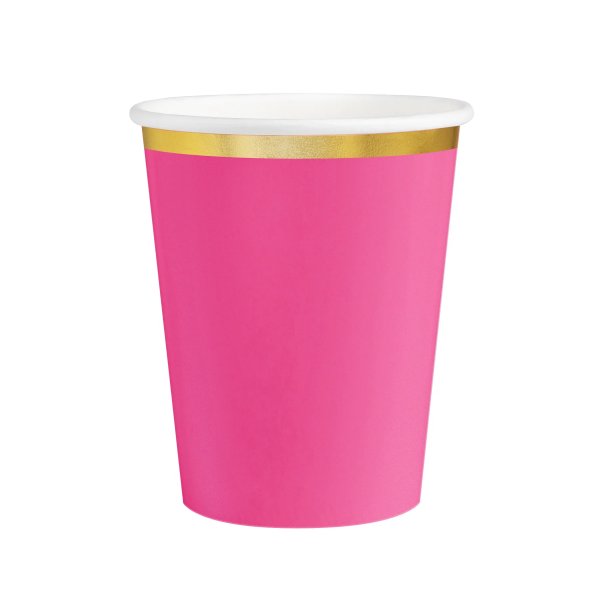 Pappmuggar - Hot Pink/Guld - 6-pack