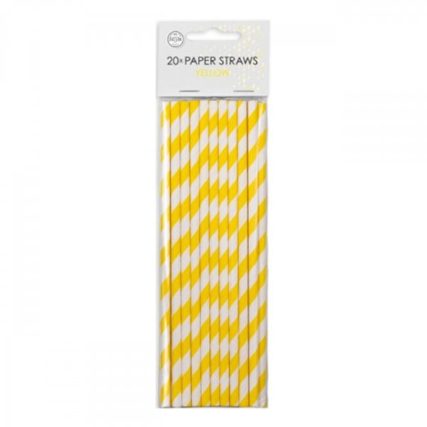 Papperssugr�r - Gul Randiga - 20-pack