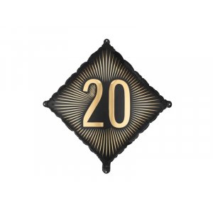 Folieballong - Kvadrat - Svart/Guld - 20
