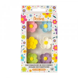 Sockerdekorationer - Blommor - 3,cm - Blandade färger - 6 st Sockerdekorationer - Blommor - 3,cm - Blandade färger - 6 st