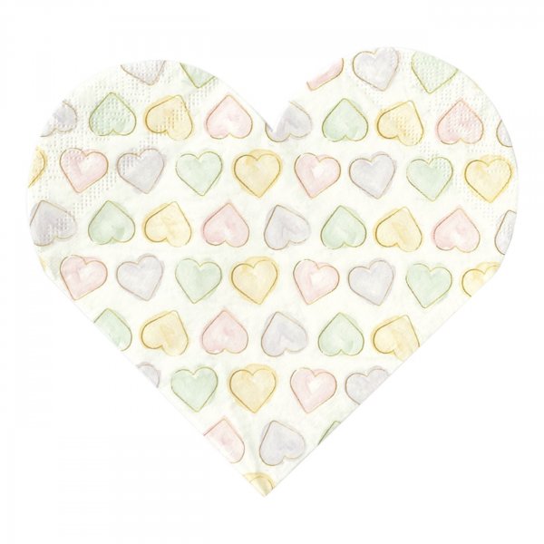 Servetter Hj�rtan Watercolor - 20-pack