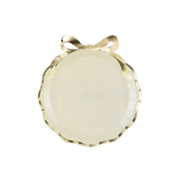 Papptallrikar - Rosett - Beige/guld - 6-pack