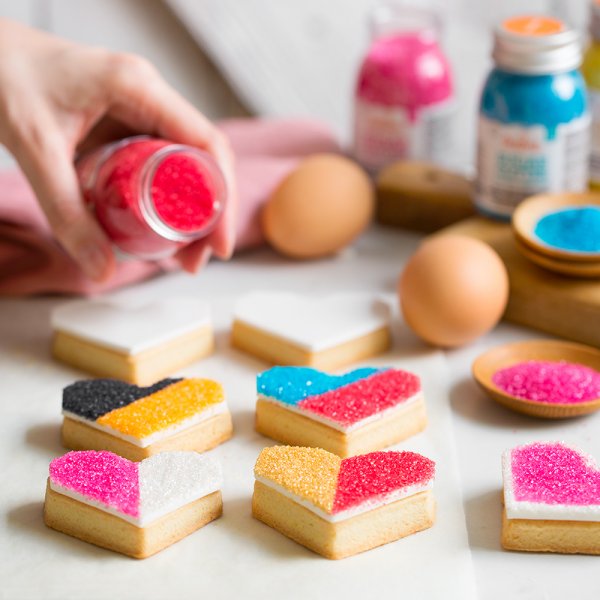 Glittrande sockerkristaller - Rosa Glittrande sockerkristaller - Rosa