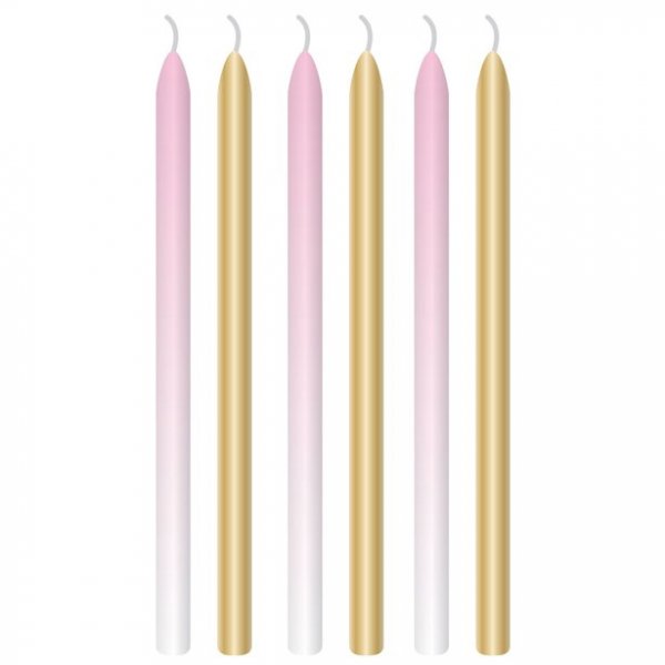 L�nga t�rtljus - 6-pack - Rosa/Guld