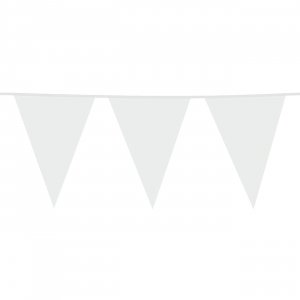 Girlang - Stora vimplar - Vit - 10 m