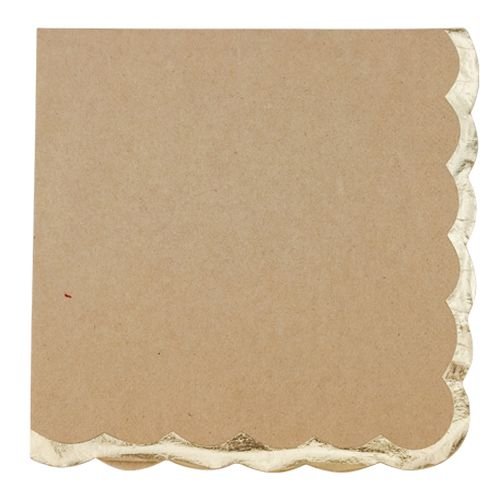 Servetter - Brun med guldkant - 16-pack Servetter - Brun med guldkant - 16-pack