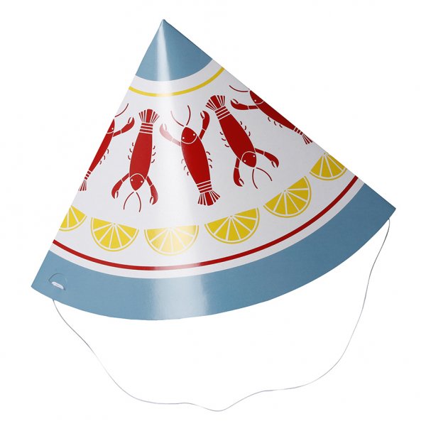 Partyhattar - Krftor - Ljusbl/Rd - 4-pack