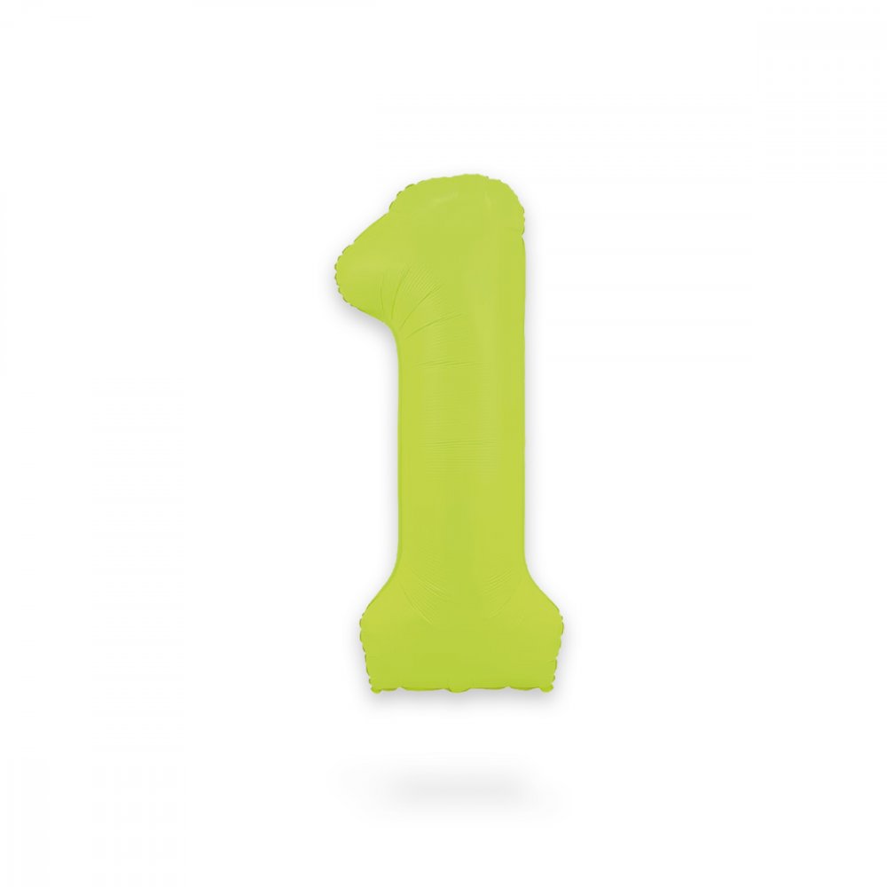Ballongsiffra - Neon Grön - 86 cm - Siffra: 1 - Sifferballonger, Ballonger