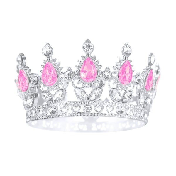 Cake Topper - Krona - Silver med rosa kristaller