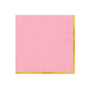 Servetter - Rosa med guldkant -10-pack Servetter - Rosa med guldkant -10-pack