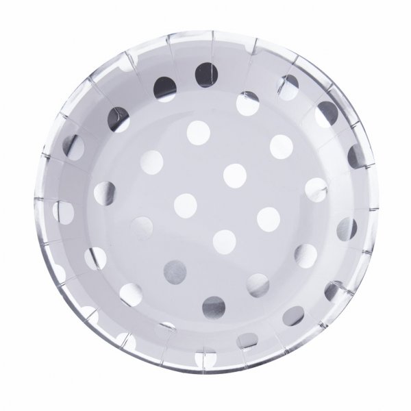 Papptallrikar - Silver Dots - 8-pack Papptallrikar - Silver Dots - 8-pack
