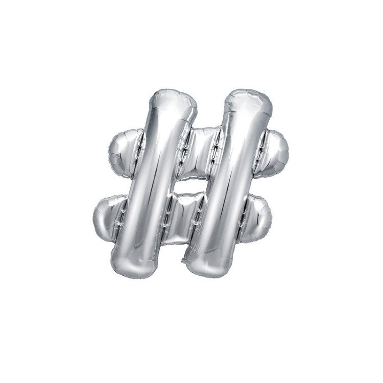 Folieballong Hashtag Silver – Fyndhörnan