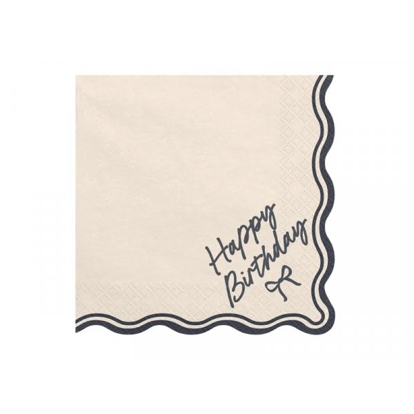 Servetter - Happy Birthday - Svart/Vit - 12-pack