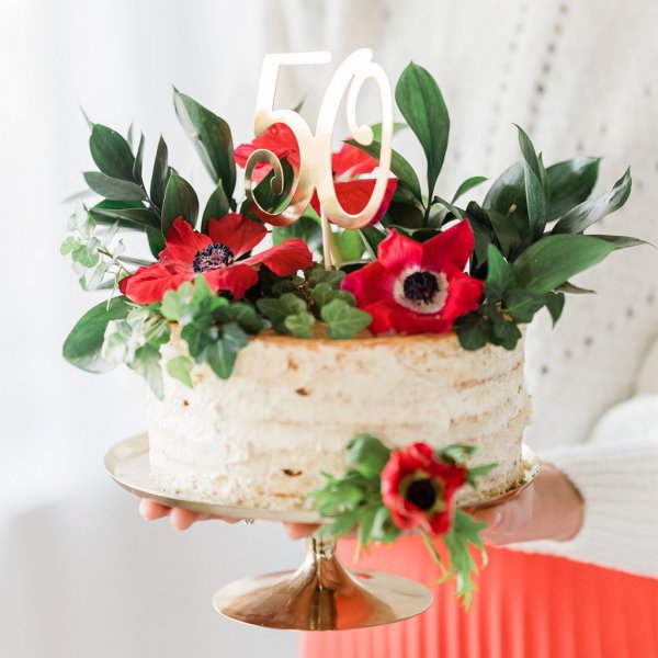 Cake topper - 50 - Guldmetallic