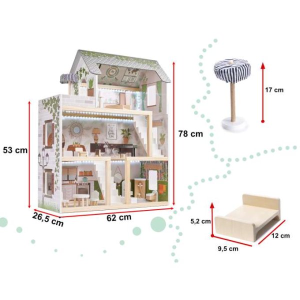 Docksk�p LULILO FLORO boho med LED-belysning 78 cm Tr�